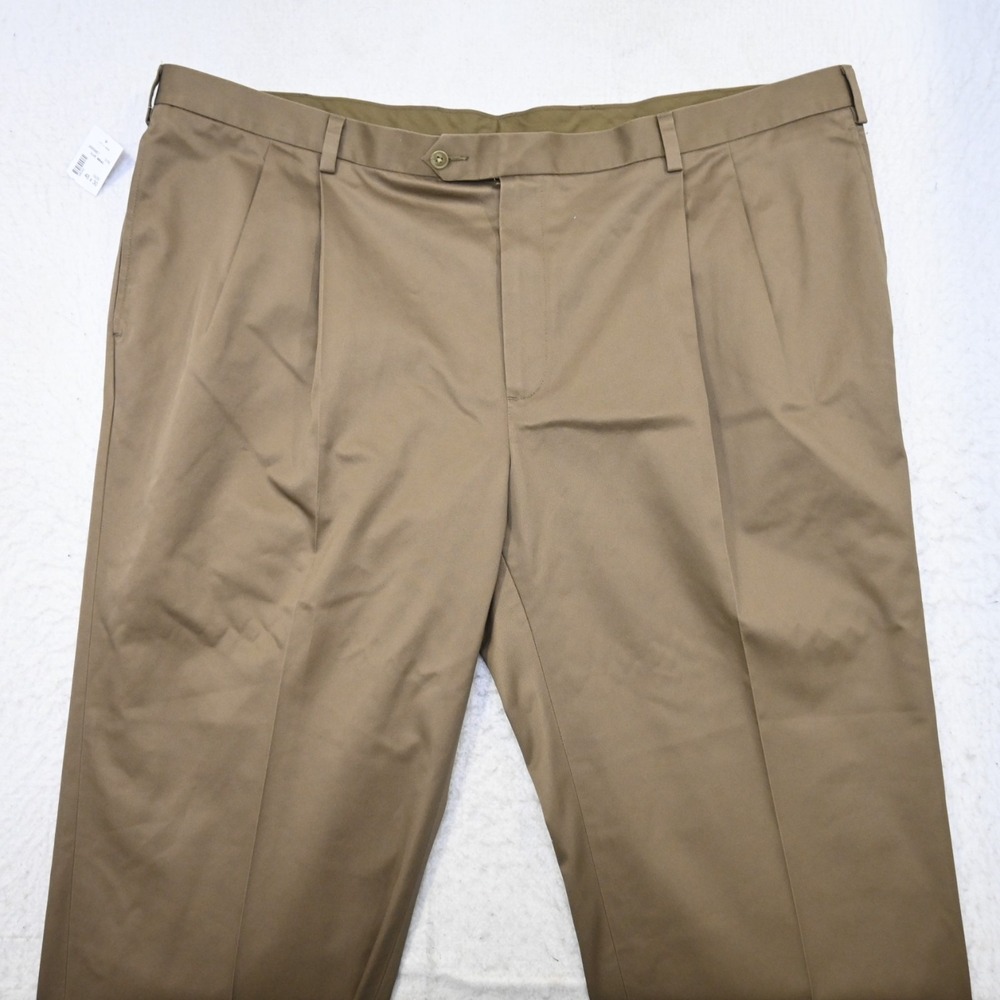 Jos. A. Bank Traveler Khaki Dress Pants Mens 44 x 32 NEW Brown Pleated Non-Iron - Picture 5 of 9